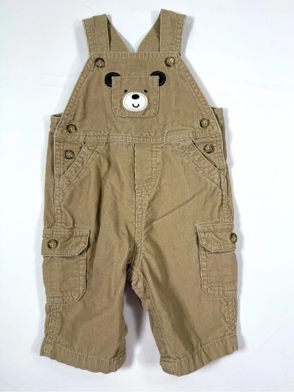 CARTER’S Baby Bear Corduroy Overalls 3M Brown Cargo Teddy Cottagecore